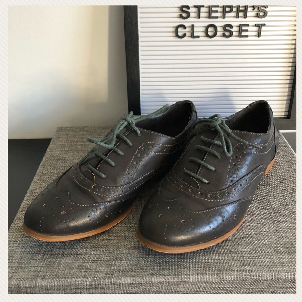 Oxford Leather Grey Flat Shoe Expressions The Bay